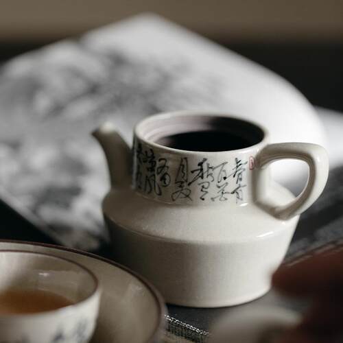 日式纯手绘小草书带诗经秋不野壶高档具泡茶小茶品QBP壶过滤烫手