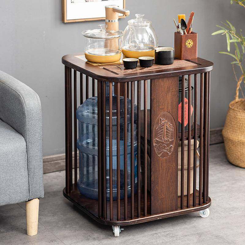移动茶柜台茶茶桌边柜水置物架客PNV厅茶实木办公室水桶烧水一体