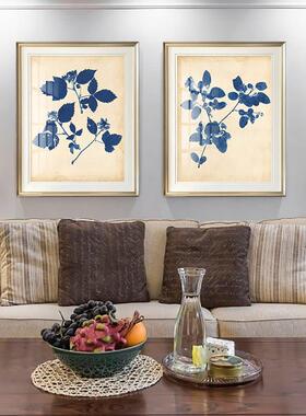 美餐厅书房zy151背植物挂画卧简室床饰头画蓝色树叶装画美景式饰