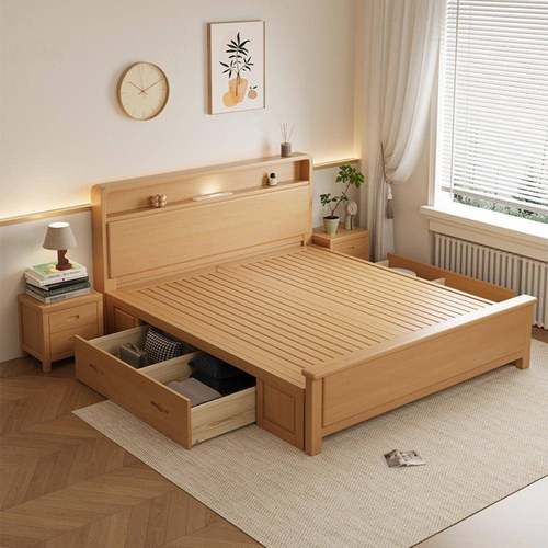 榉PYE木实木床1.米双人床约11.58米小户型.2米出租简房用工厂直销