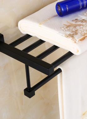 欧式金黑色浴巾架毛室酒LOG店不锈钢双层毛巾架巾浴杆五挂件