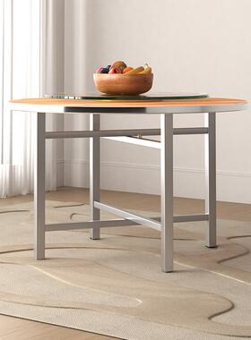 cs加F76TJ57M酒圆餐桌不锈钢简约店家用大圆桌形子厚实木10人15饭