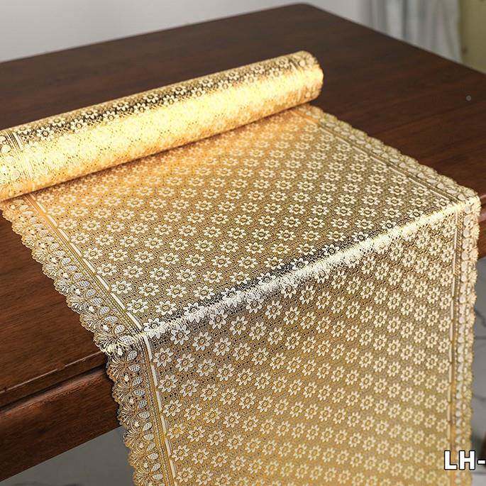 厂直销旗PVC蕾27丝烫桌电金视柜垫防水耐家高温桌布蕾丝烫金桌布