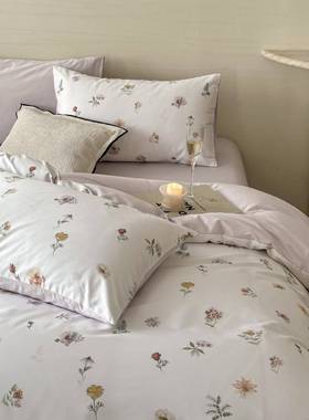 亲全棉款清新A类10CRX0S纯棉床单四件套被套花卉肤裸睡新床上小用