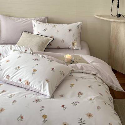 亲全棉款清新A类10CRX0S纯棉床单四件套被套花卉肤裸睡新床上小用