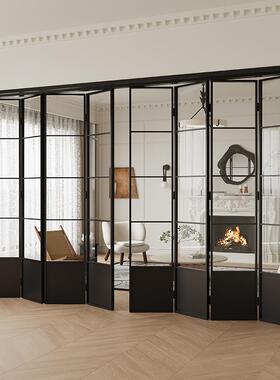 折叠门隔断门推拉门法客式复钛璃镁铝ZBP合金卫古生间厨房阳台厅