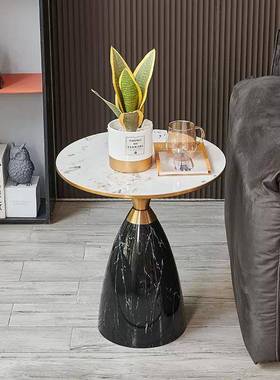 岩轻奢板圆茶几现代新简约茶几款精致家ZG-80580用角发几客厅沙边