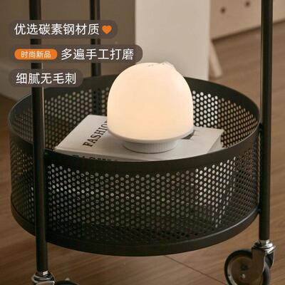 奶边风移动小茶几小推EIX车小户型家用客沙发几厅油玻璃圆形网红