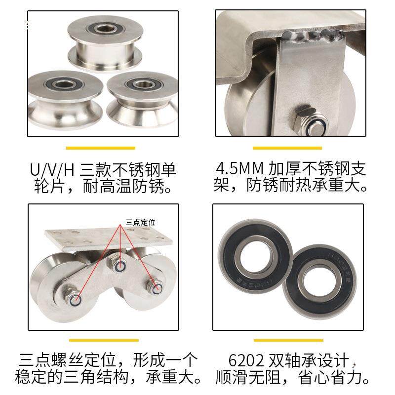 761不锈钢轨道轮轮铁门铝艺门移门轮双重型定向VUH型槽钢滑艺大轮