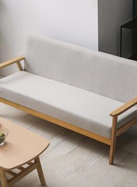 0J小户型简易实木人双三人客人厅公艺寓F755MS7T出租屋布沙发日式