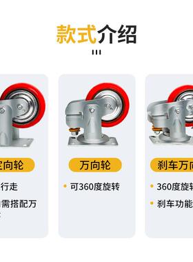 减震聚氨酯工重型静定向业轮尼龙音刹车LPY轮5寸68寸脚轮寸万向轮