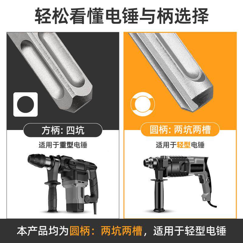 冲击凿击钻头套17件工具装电电锺穿墙冲混凝土圆柄十字无品牌/镐