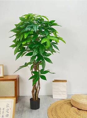仿真发财树盆环景保人造饰植落地家庭商场布景花卉塑RHF料装招财