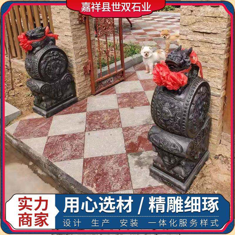 仿古石雕门墩抱鼓ss-056石抱成青石大象石鼓貔貅青石庭院门对口摆