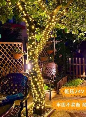L装ED阳太能彩灯闪灯串灯饰皮线灯户外防水庭院露营节日FEO景观树