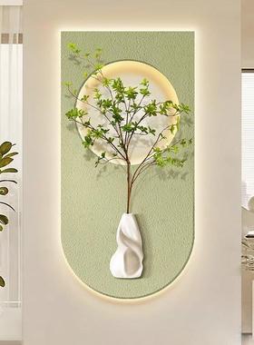 奶油风入户玄关装饰画现走代EDU简约廊过灯道挂绿植正对门玄画关