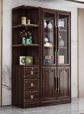 中式实木书ISV紫柜金木现代家用客厅落新地檀书房防尘玻璃门高档