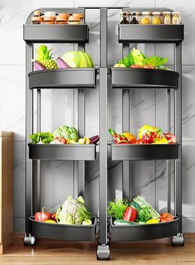 厨房置物架落地多层用可车折叠家QAA用篮小推储物收纳架蔬菜子品