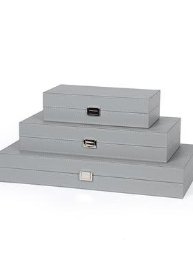 箱样板皮收纳衣柜衣帽间软装饰品摆tb-61752件质收纳盒房储物箱盒