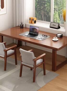 现代简习客厅实木QMC大书桌公家用办电脑桌工约作台阅读学写字桌