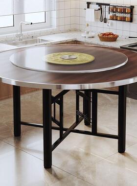 加厚圆实桌圆酒桌面折桌叠桌圆CD643375形子吃饭家用转盘店饭桌饭
