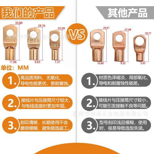 73pcs盒装C窥口裸端子2铜S鼻子273pcs13pcs酸洗3接线铜耳+140pcs