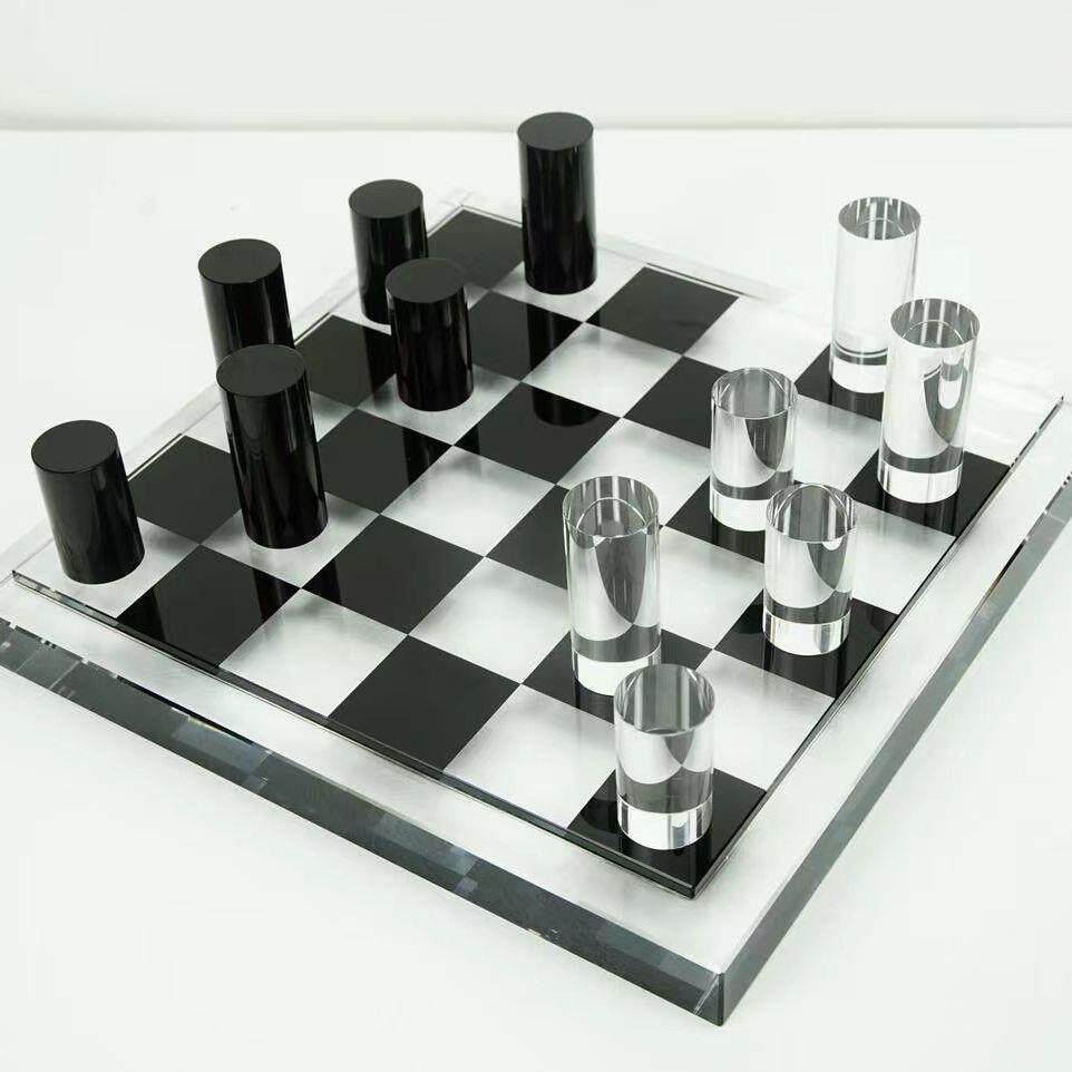 现代水黑白棋间Z07455子格子棋盘客摆件家居厅玄关电视柜样板摆饰