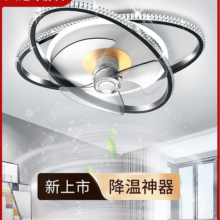 2023年新款带电风扇灯餐厅吊灯一体现代简约吸顶灯客厅卧室吊扇灯