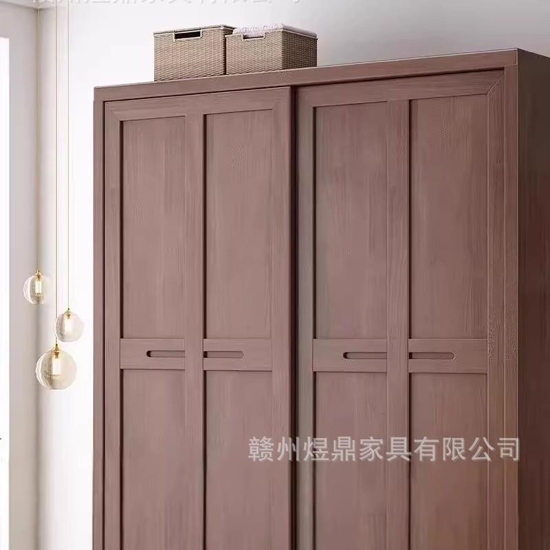 黑胡桃木门实木衣柜现纳代物简约多功能储推拉衣橱柜UPC家用卧室