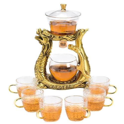 龙凤呈祥宫JPQ灯泡壶自动磁玻璃懒人泡茶器家用吸茶壶半泡茶茶器