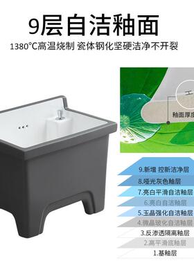 白灰色洗拖把池VAU盆四脚家阳台高拖脚布池水槽墩布地池拖帕池地