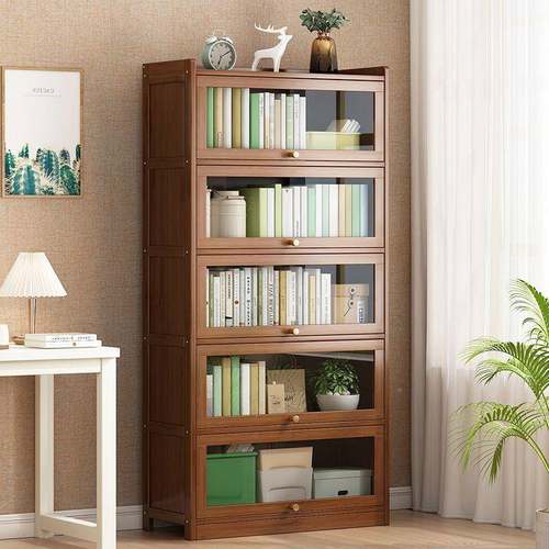 书架厅置物落地简家用书柜带门防易尘储物柜客置物柜架DMF靠墙收