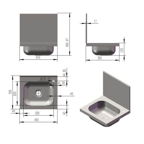 挂壁水不钢30商用出口锈款有靠-HS03背模4具槽成型单眼小水槽