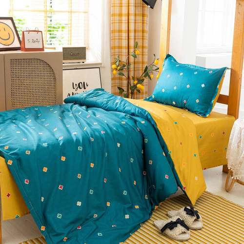 学褥宿生舍六件套纯棉被套OJS装全棉床上用品单人床棉花被褥垫学