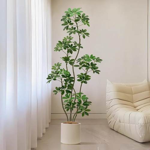 VJP沙仿真绿植生高端奢仿鸭脚木室内客厅发边轻大型盆栽落地假植