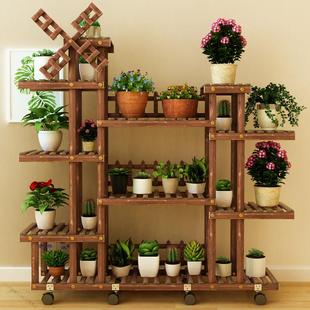 客肉子厅实木NHP花质架多层室内阳台落地花盆架多绿萝装 饰置物架
