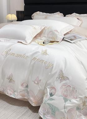 xmj-alf2轻奢A类100长绒纯棉件四套全棉棉高端刺支绣床单被套春秋