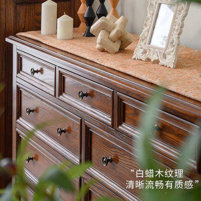 PK7J收美式关斗柜实木斗PJX橱玄卧室床尾柜柜抽屉柜纳储物柜复古