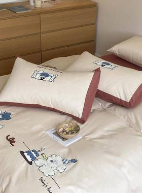 棉磨毛PNX四套件婴儿全棉加厚纯床棉毛巾绣花被套秋冬保暖单