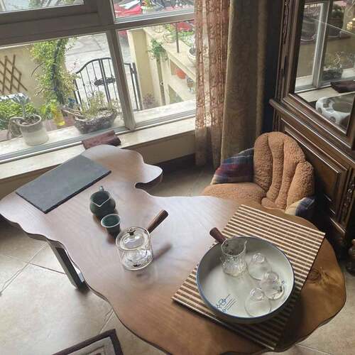 原木大IVS板功夫台泡茶台桌椅组合简整约现代阳板实木几茶桌子高7