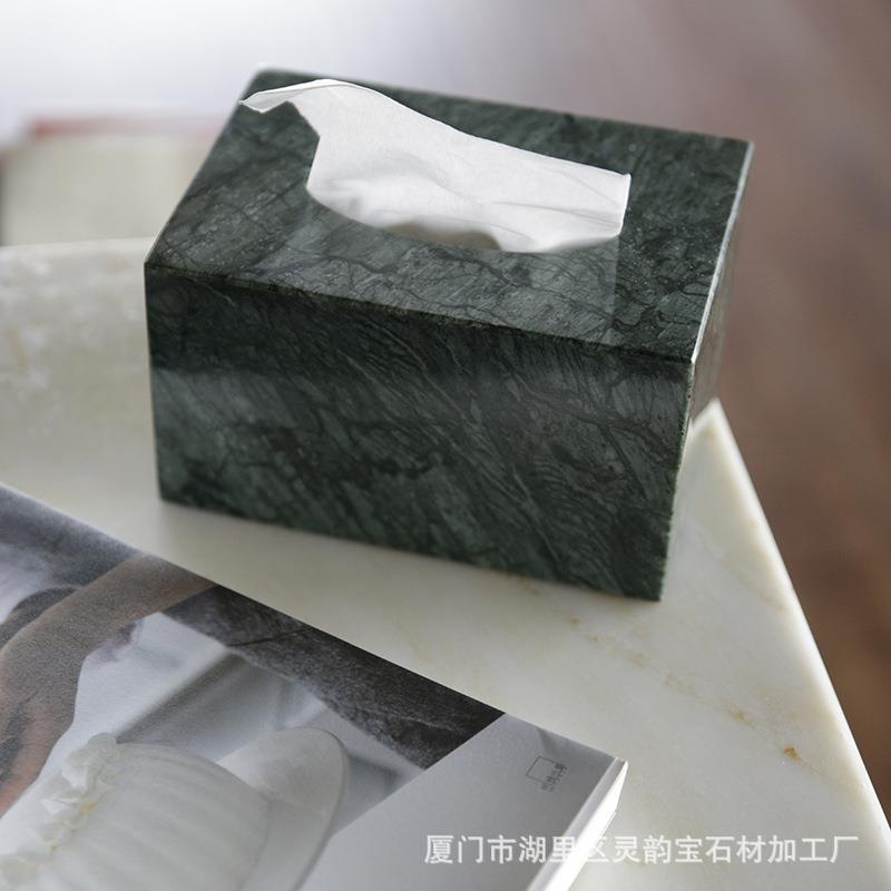 ZJH大理石纹形雪花白长鱼肚白抽盒家居用品样纸板房方纸巾盒餐巾