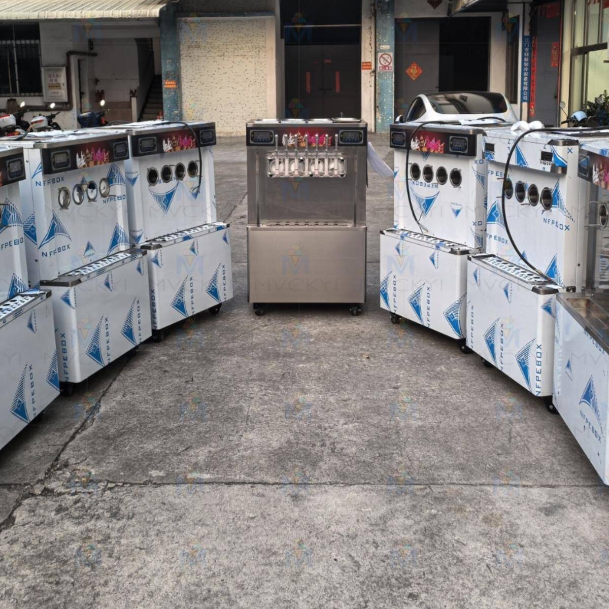 7色不软冰淋机商用EOB全淇自动锈钢冰激凌机立式筒圣代甜雪糕机