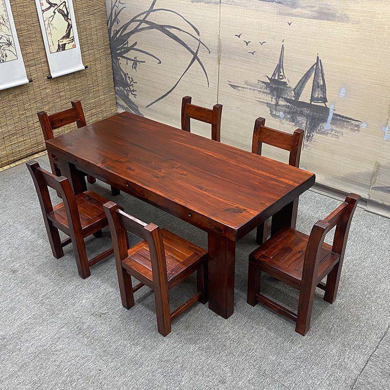 老船木桌椅合实CJJ木两现代简约用餐桌子客厅轻奢餐台饭桌餐厅家