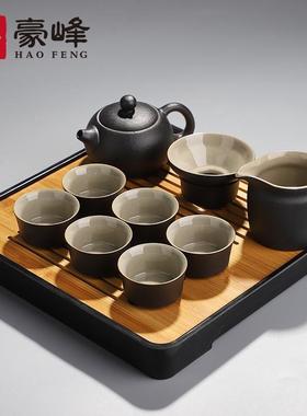 豪峰夫整黑陶功紫砂茶套装具家用茶具组合套装套茶盘储水TB-62226