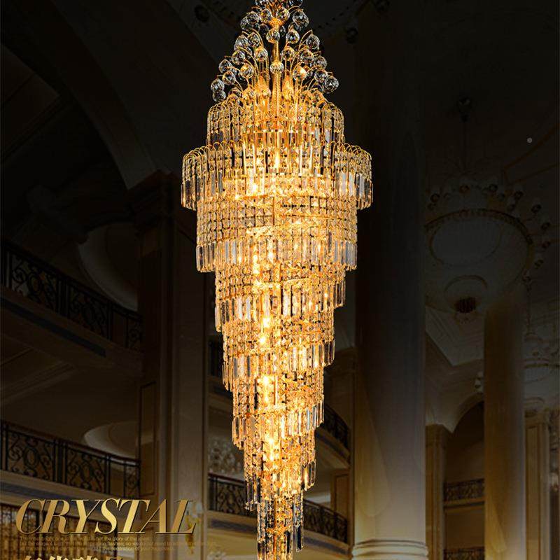 复式楼金色水晶灯楼梯过吊别道吊灯墅酒店大堂LE大吊灯厂家91332,家装灯饰光源,智能吊灯,淘宝优惠券,粉丝福利购,淘宝优惠卷