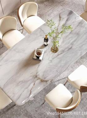 岩板圆桌椅组合轻奢代简约小47530现户型家用旋转折叠可伸缩形饭