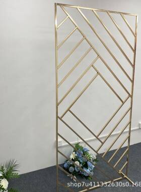 长婚礼镀舞金铁艺屏风派对宴会背何QYB景道具方形拱门台金色几框