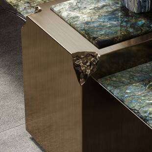 蓝翡翠奢石天然大理石茶桌椅轻奢现代别墅茶室奢石茶桌茶台