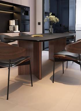 板实木长方形组合小户型轻奢家桌用客厅现代65797简饭桌岩餐约意
