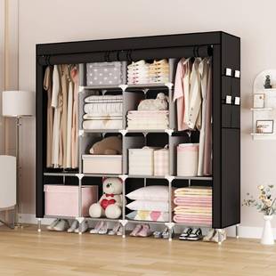 布柜简易衣柜钢衣管加粗防尘布出租694房大容量收无纳柜宿舍布纺